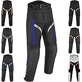 Men's Waterproof Armored Motorcycle Trousers Protective Cordura Textile Pants with Removable Protectors for Biking