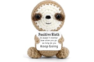 Megele Positive Crochet Animal Sloth, Cute Handmade Emotional Support Sloth Crochet, Unique Stress Relief Encouragement Mental Health Graduation Birthday Gifts for Women Men (Brown)