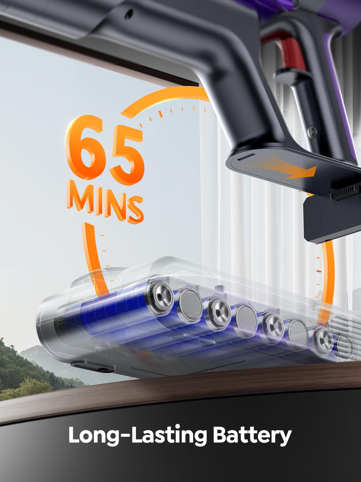 SMOTURE Cordless Vacuum Cleaner, 600W 50KPA Stick Vacuum with Touch Screen, Up to 65 Mins Runtime, Self-Standing Vacuum with Auto Mode, Lightweight Vacuums for Hardwood Floor Carpet Car Pet Hair