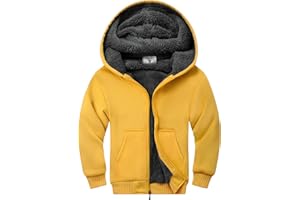 ONEDOG Boys Fleece Jacket Sherpa Lined Zip Up Hoodie Casual Long Sleeve Sweatshirt Warm Jacket 6-15Years (Girls/Kids)