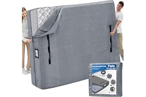 Mattress Bags for Moving and Storage, BETU Twin Mattress Protector Waterproof Mattress Cover with 8 Heavy Duty Handles and Zipper Extra Thick Moving Supplies for Dorm Bed Reusable (77x42x13.5 Grey)