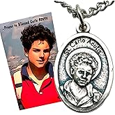 Westmon Works Carlo Acutis Medal Set New Teenage Saint of the Internet Italian Metal Pendant on a Stainless Steel Chain with Holy Card