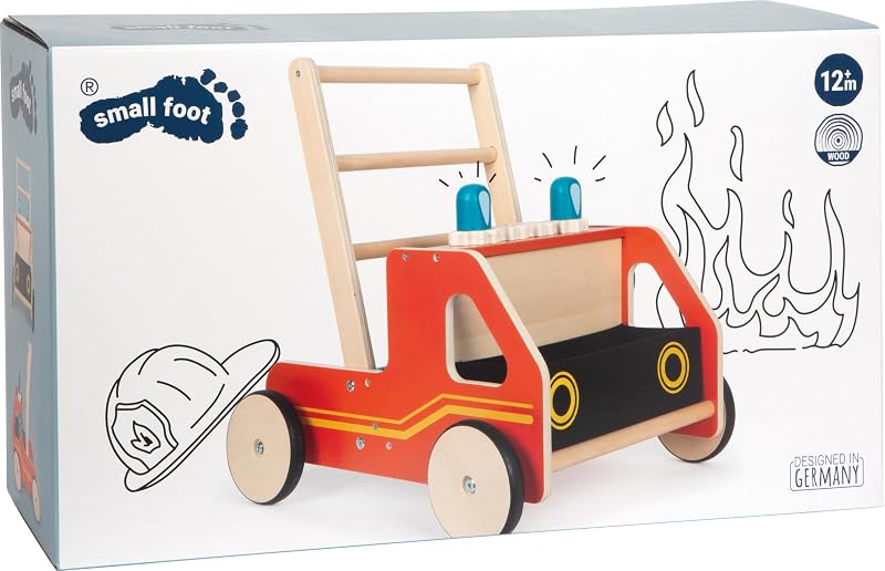 Carrello Primi passi in legno Vigili del Fuoco, per bambini a partire dai 12 mesi, 12540