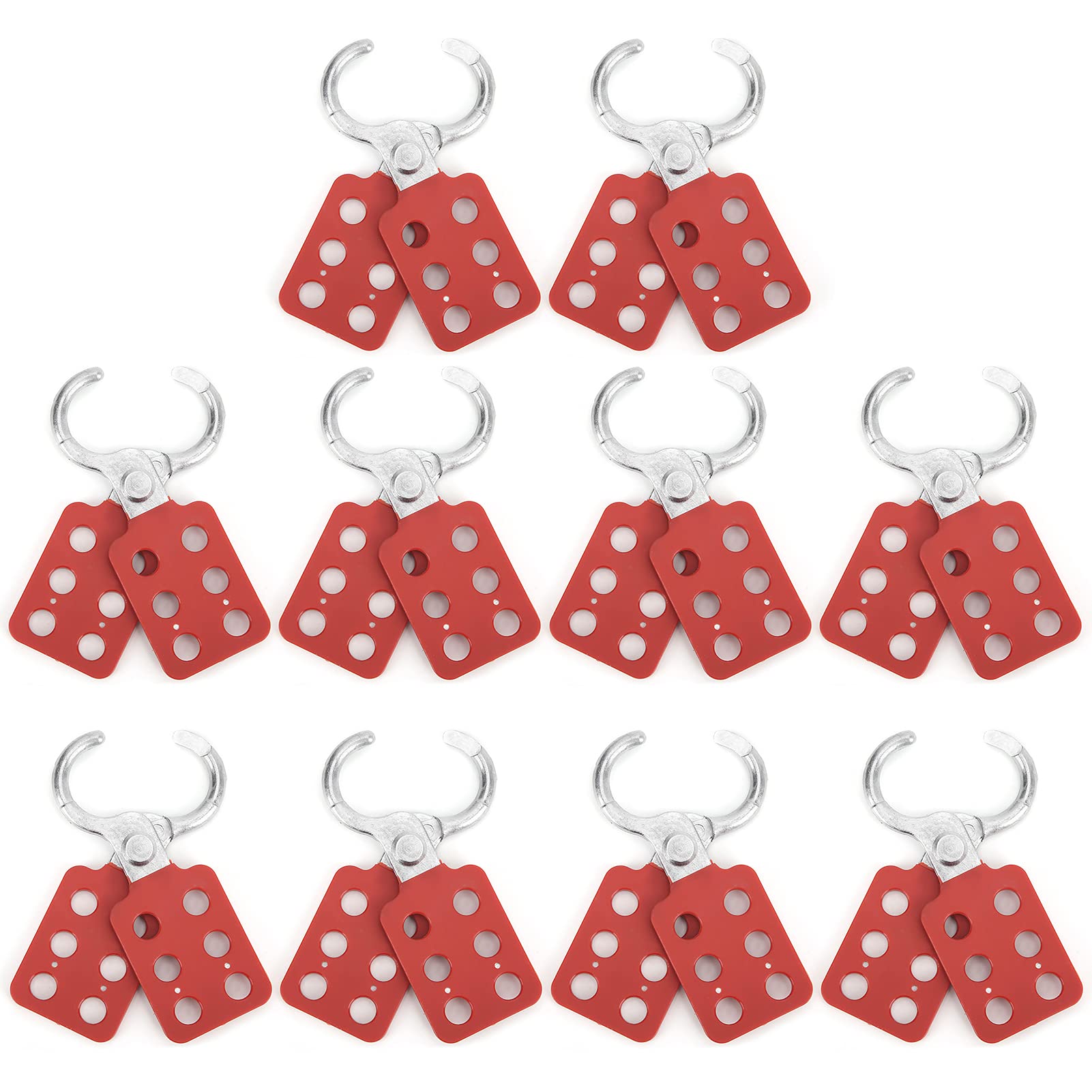 Pack of 10 Locking Hasp, 6 Holes Aluminium Lock Out Hasp Safety Lock Hasp Lock Locking Hasp for Chemical Industry Electric Energy Petrol 25 mm