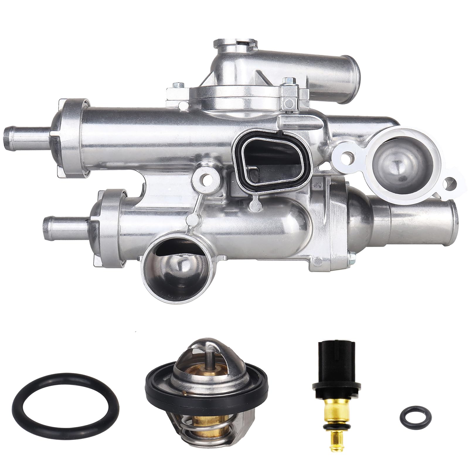 Photo 1 of 68003582AB Thermostat Housing Assembly Upgraded Aluminium 902-319 Fit for Dodge Avenger Journey Caliber Jeep Patriot Compass Chrysler 200 Sebring 2007-2017 1.8L 2.0L 2.4L Replaces 6508355AA, 4884571AB