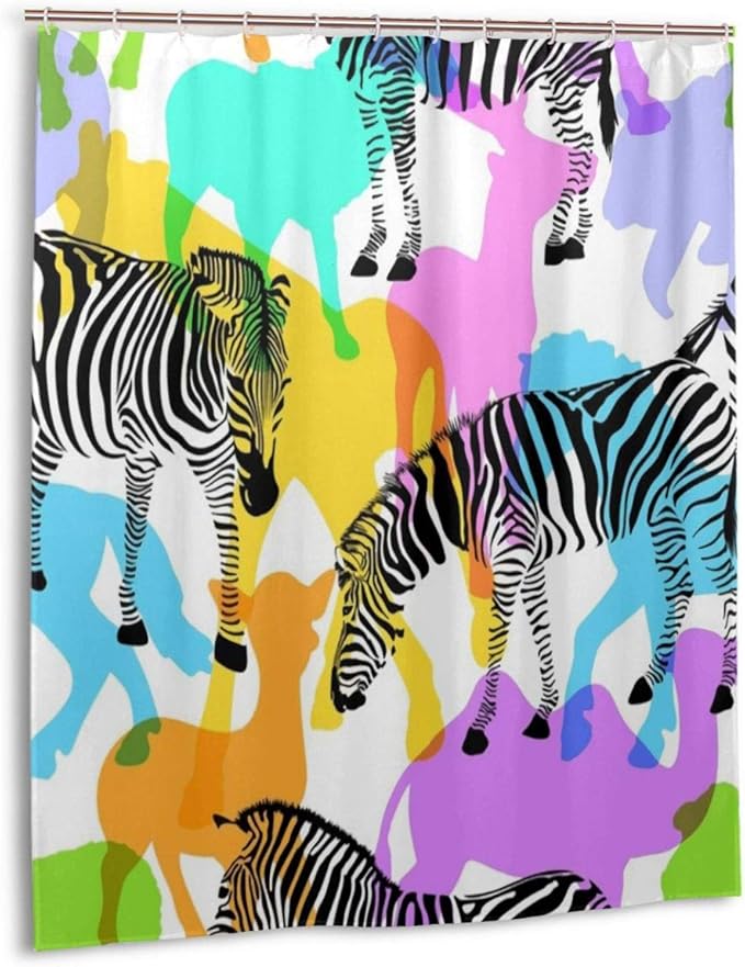 Ufiner Zebra with Colorful Wildlife Animals Shower Curtains