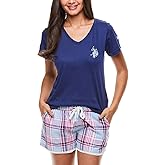 U.S. Polo Assn. Women's Summer Pajama Set, Tee, Shorts Valentines Gifts for Her