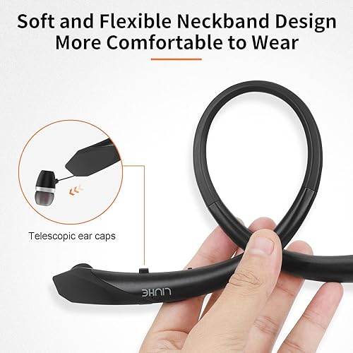 Neckband Bluetooth Headphones Bluetooth Neckband Headphones  Retractable,  Noise Cancelling, Vibration Alert, IPX5 Sweatproof, 18H Battery For Sports  & Gym Bluetooth Headset With Microphone