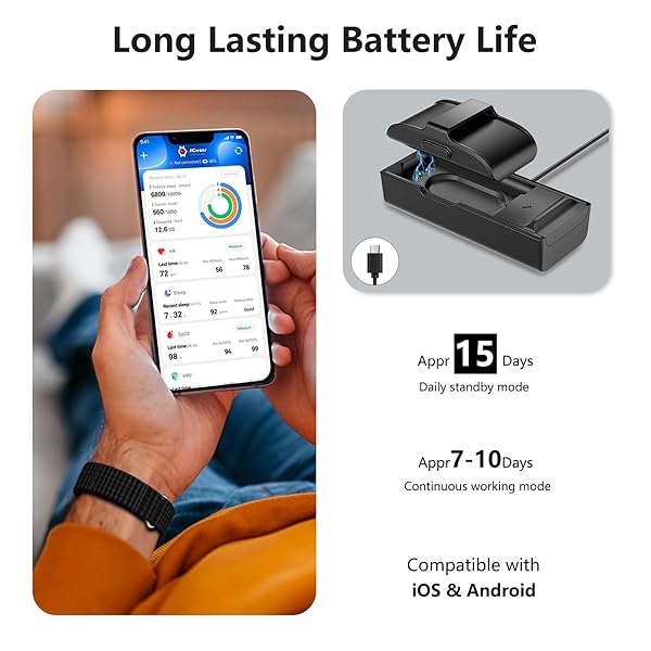 IAMJOY SMART HEALTH WRISTBAND, WEARABLE ACTIVITY & FITNESS TRACKER FOR MULTI-SPORT MODE, ALL-DAY AUTOMATIC CONTINUOUS MONITORING OF HEALTH DATA, IMPROVE SLEEP, STRESS & WELLNESS, WITH FREE APP, BLACK
