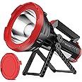 BUYSIGHT Rechargeable Spotlight Flashlight, 1000,000 lumens 600 Yards Range IP65 Waterproof Spot Lights Handheld Large searchlight with red Lens Side Flood Light Light USB C Recharge (Crimson Plus)