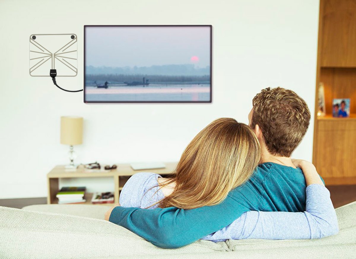 HDTV Antenna,WAAO TV Antenna 35 Mile Range with Detachable Amplifier Signal Booster Upgraded Version, USB Power Supply and 10ft Coax Cable Supports 1080p Full HD(Clear)