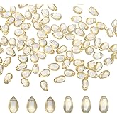 uxcell 100pcs Glass Beads, 6mm x 25mm Teardrop Crystal Glass Beads Transparent Water Drop Bulk Loose Bracelet Charm for Jewelry Making, DIY Craft Necklaces Bracelets, Gold Glitter