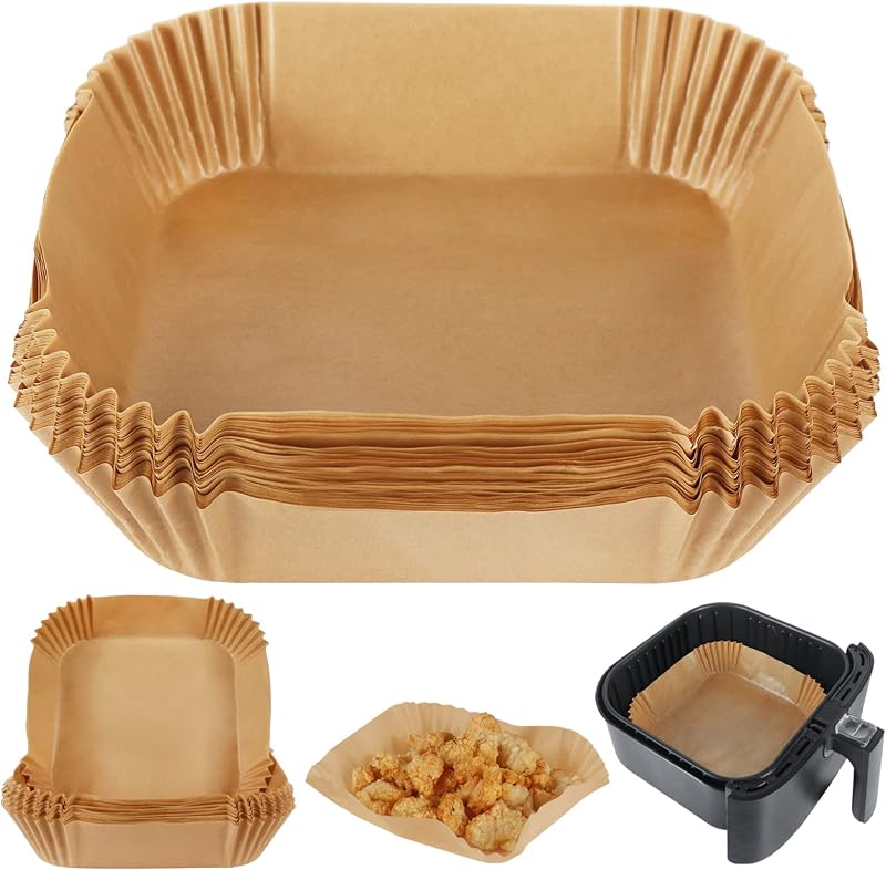 BYKITCHEN Air Fryer Parchment Paper Liners 50 pcs Unbleached Greaseproof