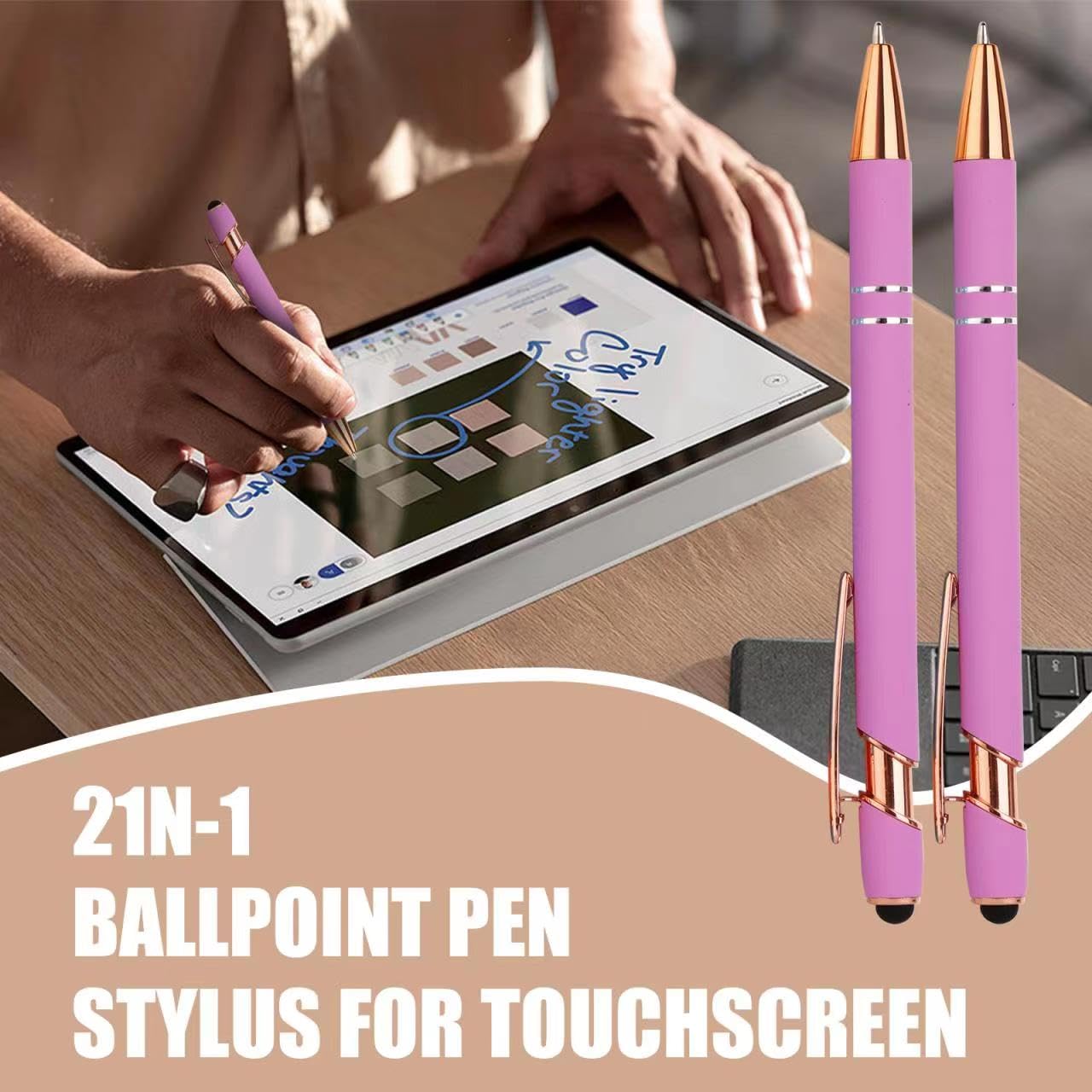 6 PCS 2 in 1 Stylus Ballpoint Pens,Pen with Stylus Tips, 1.0 mm Black Ink Metal Pens Stylus Pen for Touch Screens (6 Colors-2)