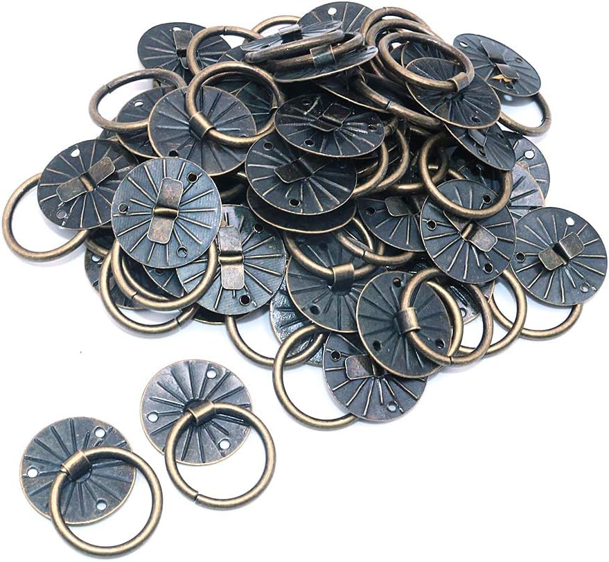 Namvo 100Pcs Iron Retro Wooden Box Handles Drawer Knobs