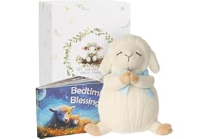 Sawnfay Baptism Gifts for Boys, Baptism Gifts and Newborn Baby, Christening Gifts Set, 7" Praying Lamb Plush Toy and Bedtime Blessing Board Book in Keepsake Gift Box, Ideal Easter Gifts for Kids