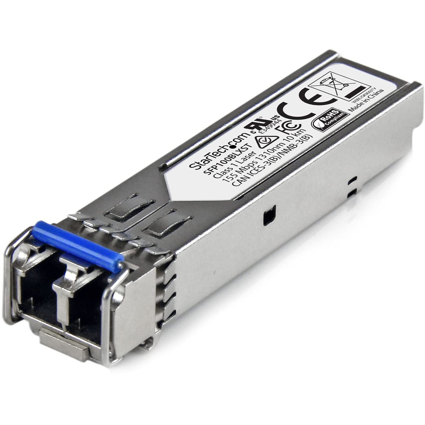 StarTech.com MSA Uncoded Compatible SFP Module - 100BASE-LX - 100MbE Single Mode Fiber (SMF) Optic Transceiver - 100Mb Ethernet SFP - LC 10km - 1310nm - DDM (SFP100BLXST)