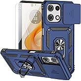 for Motorola Moto G 2025 / Moto G 2026 / Moto G Play 2026 Case, with Slide Camera Cover Screen Protector Ring Holder Kickstand Military Grade Protection Drop Tested Protective Phone Case (Navy Blue)