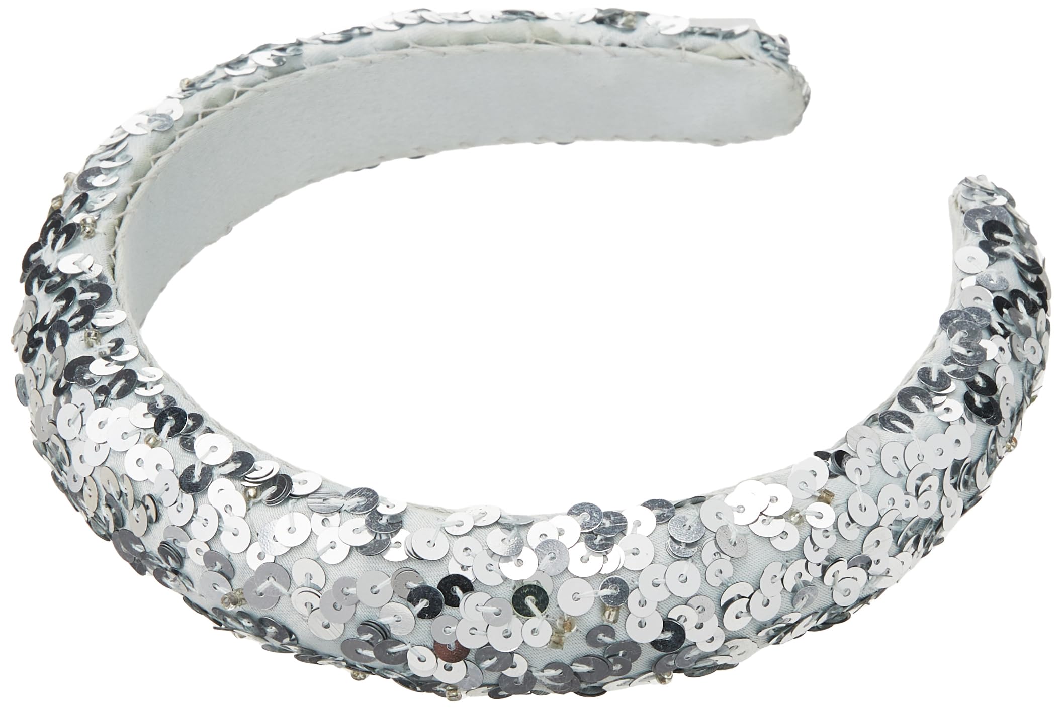 Maya Deluxe Women's Embellished Headband for Ladies Adults Sequin Alice Band Bridal Hair Accessories Bridesmaid Evening Formal, Silver, One Size