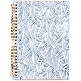 Locomiss Blue Seashell Spiral Notebook Journal, Blue Coastal Beach Journal, Trendy Preppy Beachy Ocean Hardcover Notebook 5.5x8.3