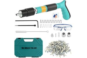 HFWHOK Manual Steel Nails Gun Tool with 110 Round Nails, Concrete Nail Gun Rivet Tool Portable Manual Silencing Wall Nail Gun for Cement Wall, Household, Metalworking (A)