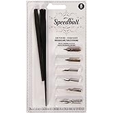 Speedball Sketching Set with Penholders and Pens, Set of 8 (SB2964), Black