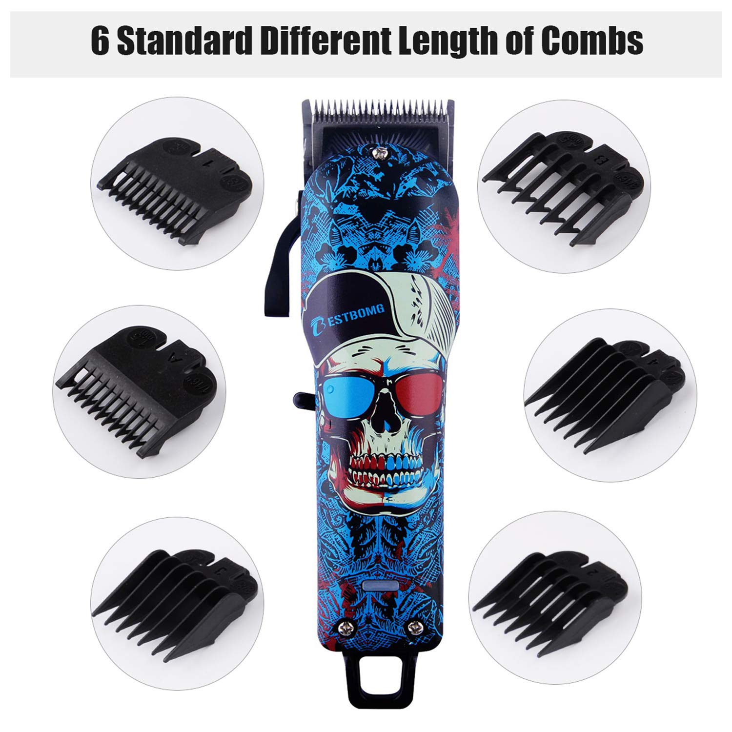 BESTBOMG Pro Cordless Hair Clippers Beard Trimmer Wireless Hair Cutting Kit Set with Taper Lever, Rechargeable Hair Cutter with Heavy Duty Motor, Detachable Cord Barber Clippers for Men/Home/Salon