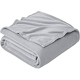 Hansleep Fleece Light Grey Full Blanket, Super Soft Flannel Fuzzy Plush Cozy Blanket for All Seasons, Light Grey, Full 84x90 Inches