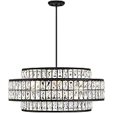 Savoy House 7-9048-6-89 Renzo Crystal Mid-Century Clear Crystal Pendant, 6-Light 360 Total Watts, 12" H x 28" W, Matte Black