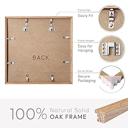 wallwisy 16x16 Picture Frame, Solid Oak 16 x 16