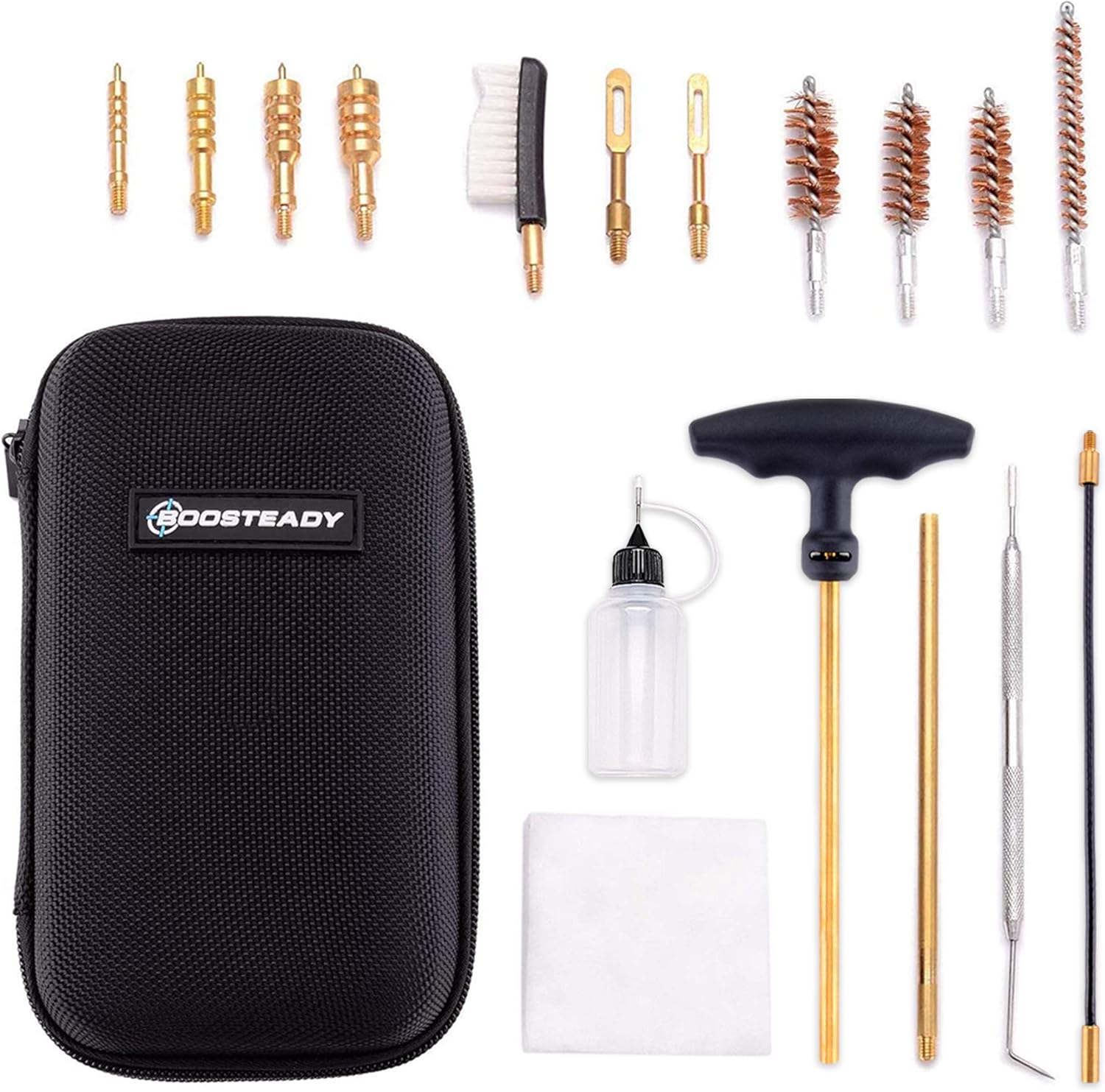 BOOSTEADY Universal Handgun Cleaning kit .22.357.38, 9mm.45 Caliber Pistol Cleaning Kit Bronze Bore Brush and Brass Jag with Empty Bottles : Sports & Outdoors
