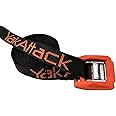 YakAttack 12' Cam Strap - Heavy Duty Polyester Kayak Tie Down with Protective Rubber Buckle, Black/Orange - 2 Pack (YEP-1006-12) | Kayak Fishing Accessories