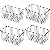 Nprohuge Freezer Organizer Bins, Upright Freezer Baskets for 16, 17, 21 cu.ft Standup Freezer, Durable Freezer Organizer Fully Use Space Improve Air Circulate, 4Pcs, Black