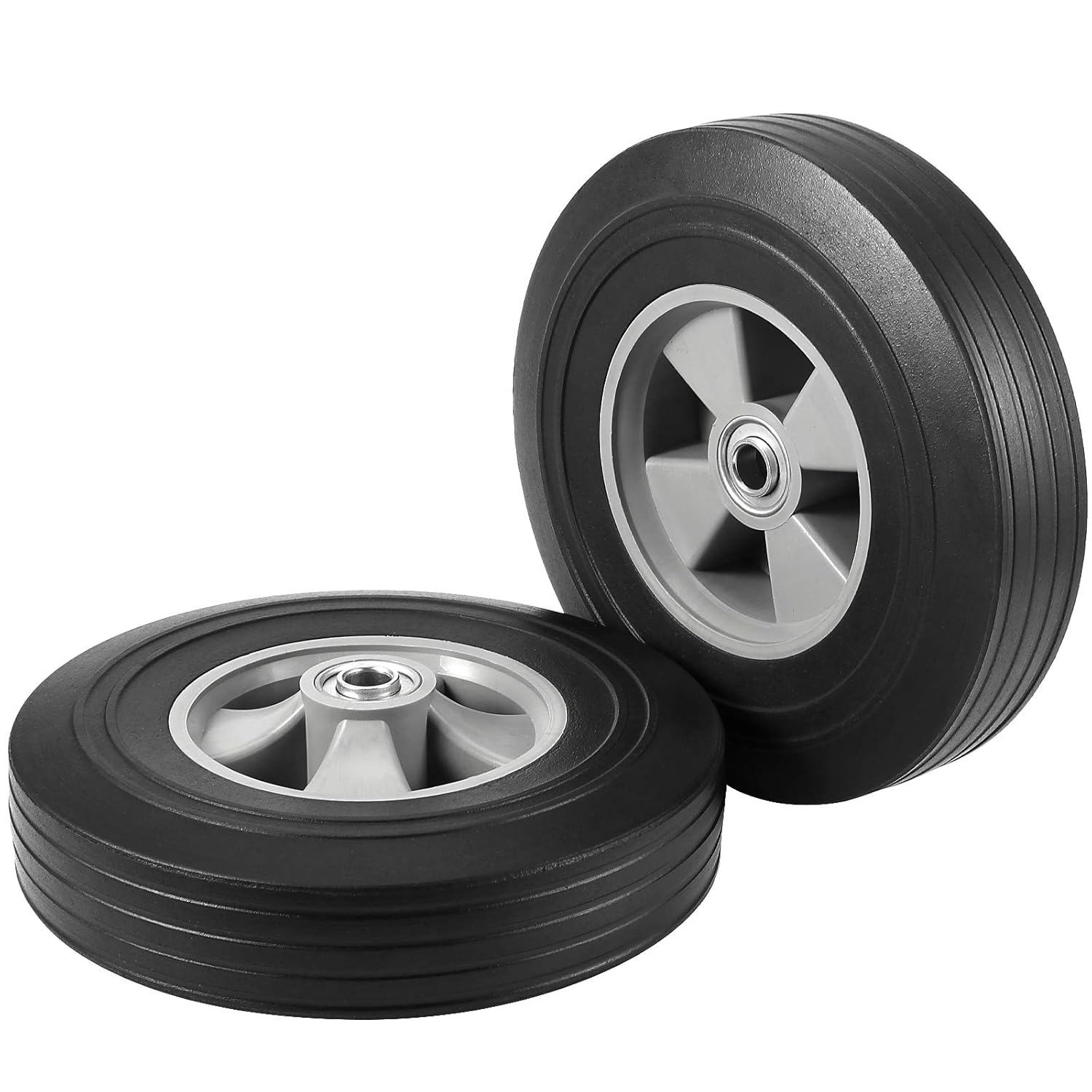 HOZEON 2 Pack 10 Inches Solid Rubber Hand Truck Wheel, 5/8 Inch Axle