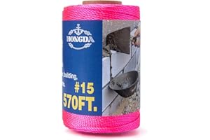 HONGDA Twisted Nylon String, #15 x 570FT Mason Line String, Nylon Twine for Masonry Job, Trot Line, Decoy Line, Net Making and Mending, Workshop, Crafts, Gardening Fl.Pink