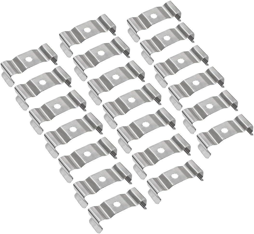 sourcing map T8 Clips Bracket Hanger for Integrated Tube Light Fixture Nickel-Plated Manganese Steel, Pack of 20