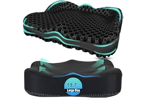Airllantry Thicken 19.7in Seat Cushion, Gel Seat Cushion for Long Sitting–Office Chair, Wheelchair, Car Cushion, Large Cooling Pad for Back Pain, Sciatica, Tailbone Pain Relief