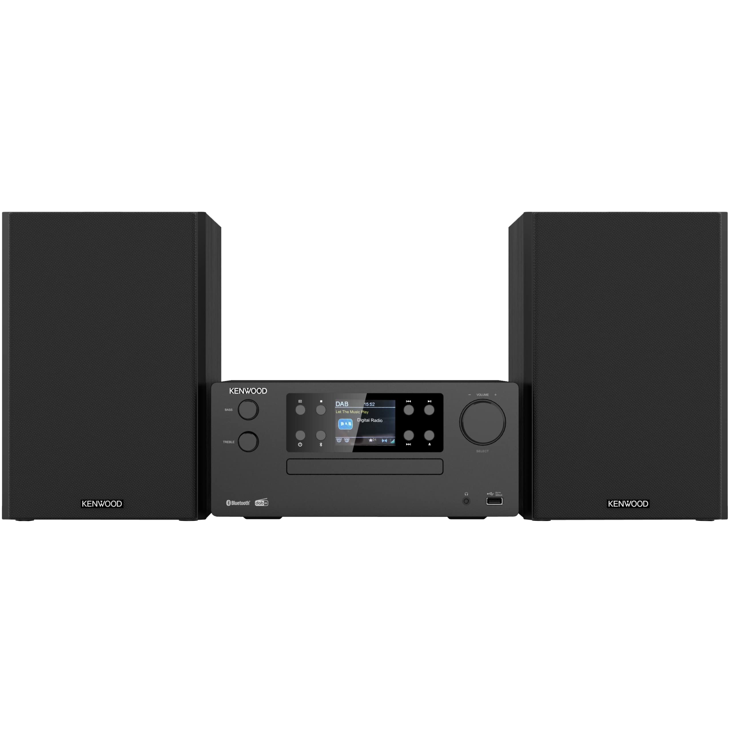 KENWOOD M-925DAB-B - Micro HiFi-System mit DAB+, CD, USB, Bluetooth, 2 x 50 Watt RMS und TFT-Display; Midnight Black