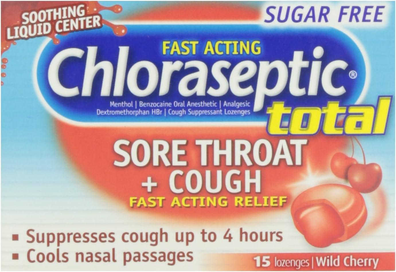 Chloraseptic Total Sore Throat + Cough Lozenges Sugar