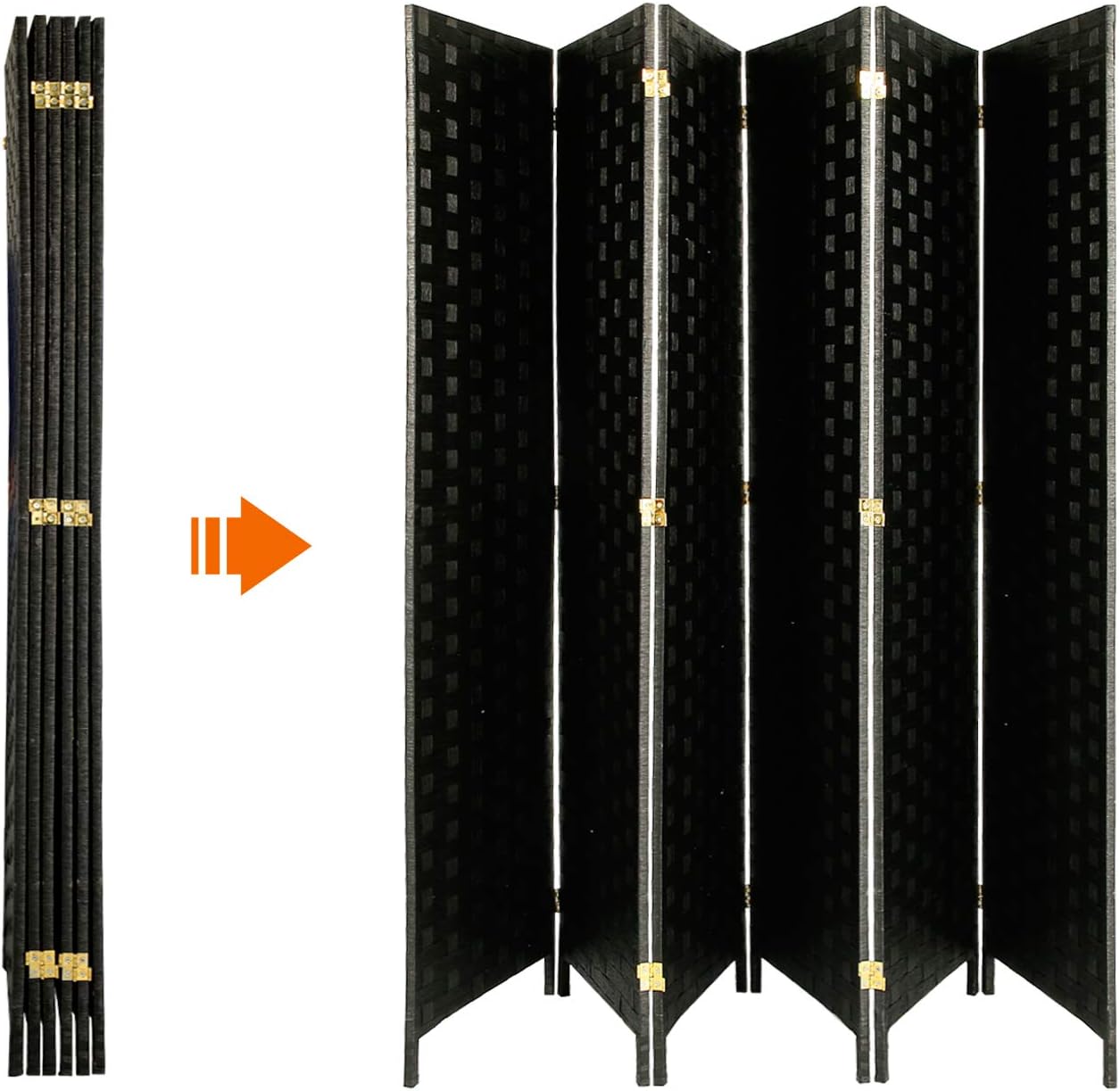 Aclumsy Room Divider 6ft Tall Paper Vine Square Room Divider .Double Hinged.Folding Privacy Screens with 6-Panel ，Black: Furniture & Decor