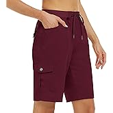 MoFiz Women's 10" Hiking Cargo Shorts 6 Pockets Lightweight Quick Dry Outdoor Running Athletic Short Summer Travel Loose