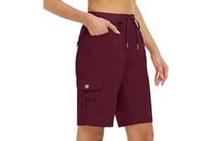 MoFiz Women's 10" Hiking Cargo Shorts 6 Pockets Lightweight Quick Dry Outdoor Running Athletic Short Summer Travel Loose