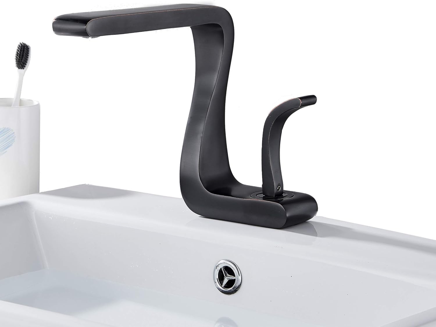 Saeuwtowy Negro Grifo de Lavabo Monomando Grifo Baño Grifo de Cuenca