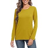 PRIMODA Women's Crew Neck Long Sleeve Shirts Basic Loose Fit Layering Tops