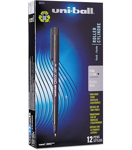 Uni-ball Onyx Rollerball Pens Fine Point 0.7mm Black Ink - Dozen Pack