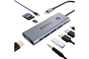HATOKU USB C Hub Hdmi Adapter: 9 in 1 USB Docking Station for MacBook iPad Pro Air - Laptop Dock with One-Click Screen On Off Button - 4K@60Hz HDMI - 100W PD - SD TF Card Reader - Audio - 3.0 C Data Port