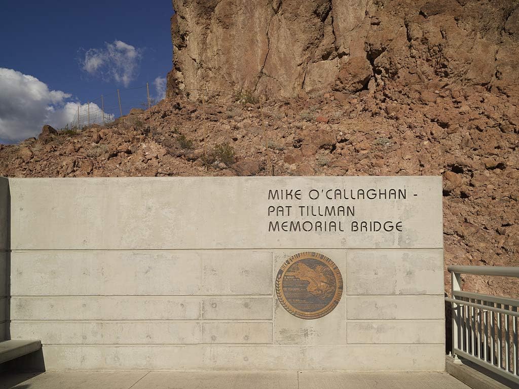 18 x 24 Ready to Hang Canvas Wrap of Nameplate for The 2010 Mike O'Callaghan-Pat Tillman Memorial Bridge Past The Massive Hoover Dam y67 2018 Highsmith