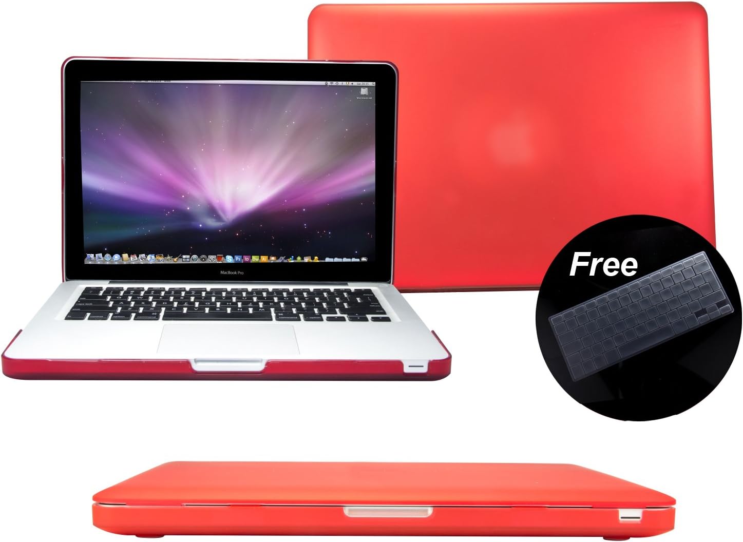 eLifeStore ® Coque Rigide pour MacBook Pro apple 13 pouces 13,3 (Rouge / transparent) (housse