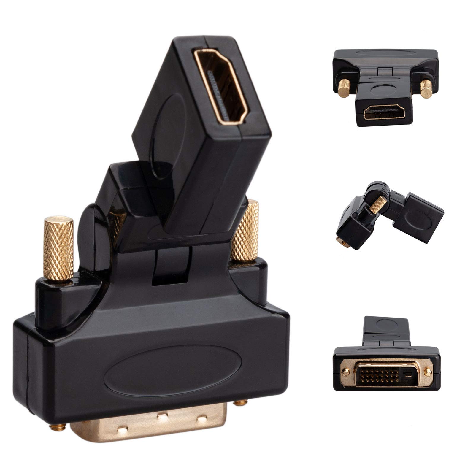 Keple Hdmi to DVI Adapter Rotate -270° (DVI-D Dual Link 24+1) HDMI Female to DVI Male Adaptor with Gold-Plated Connector 1080P Full HD Converter