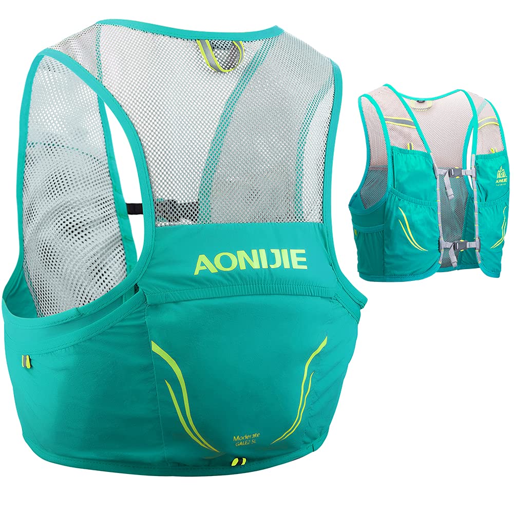 Tyuodna Hydration Vest Pack, 2.5L Running Hydration Backpack, Reflective Lightweight Breathable Hydration Backpack, for Women and Men Cycling Running Climbing Hiking Vest Pack (Green)